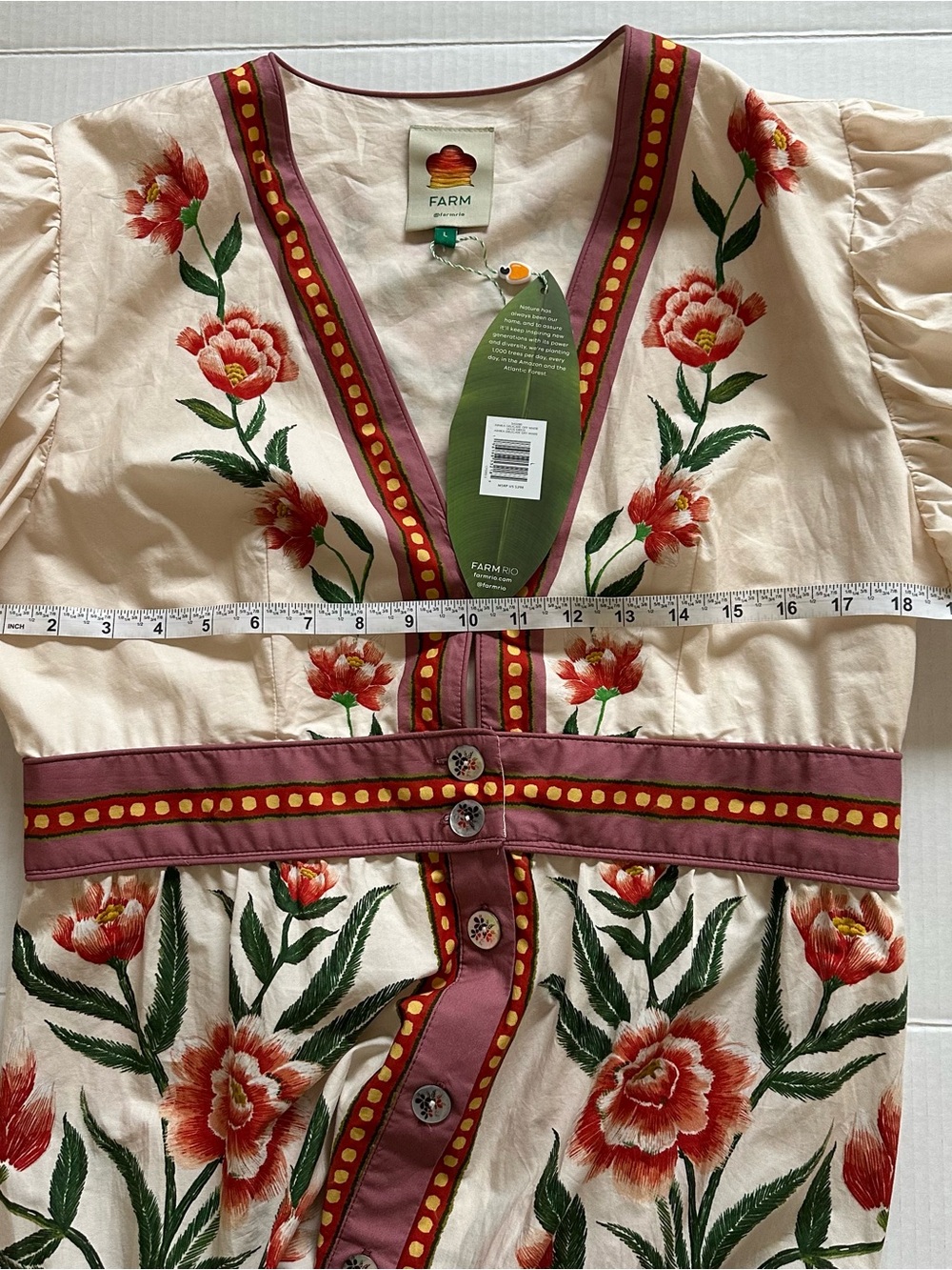 FARM Rio Ainika Floral Print Maxi Dress, Cream/Red NWT - Picture 9 of 14